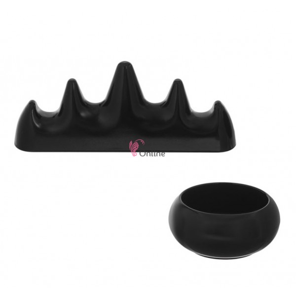 Suport pentru pensule de Gel UV sau Acril cu bol , set 2 bucati Negre MJ 1232865
